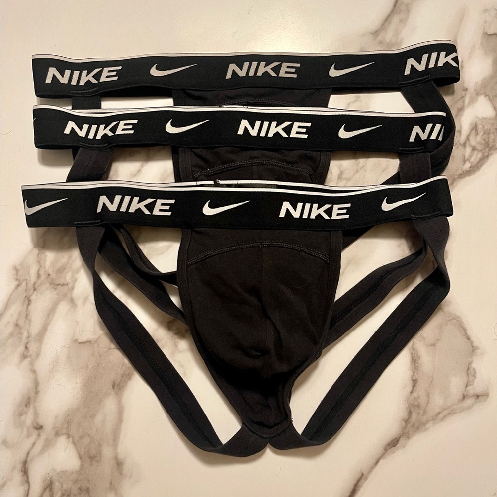 Lot of 5 Nike Jock Straps Black Size Medium M